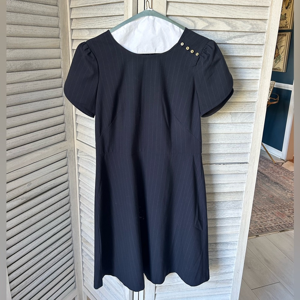 LOFT Navy Pinstripe Dress